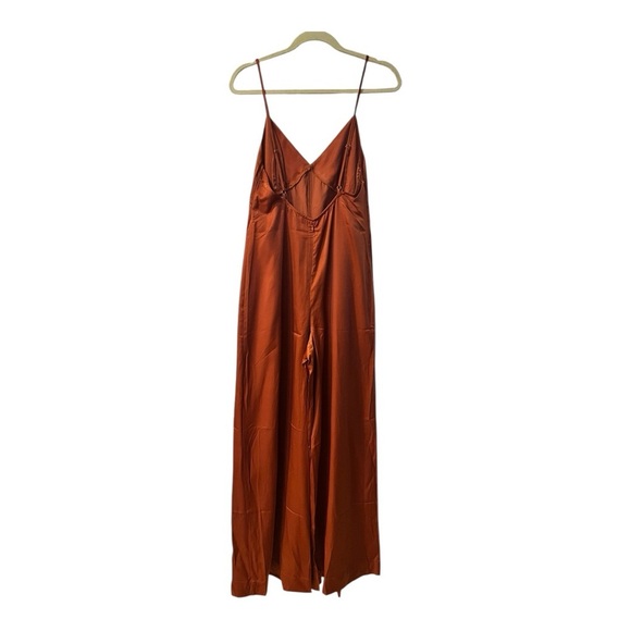 WeWoreWhat Slip Wide Leg Jumpsuit, size Small NWT straps & zipper color clay - Picture 4 of 14